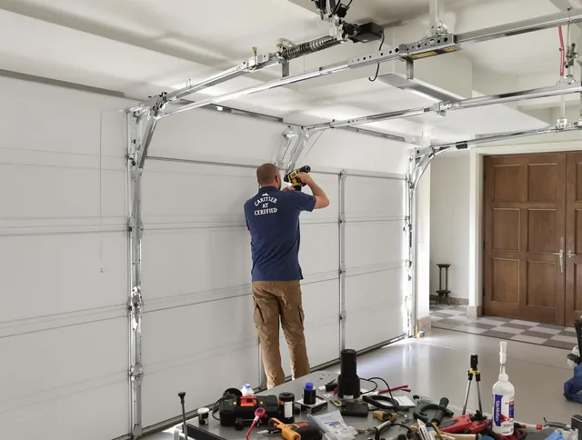 Glocester Garage Door Repair certified technician performing precision garage door repair in Glocester